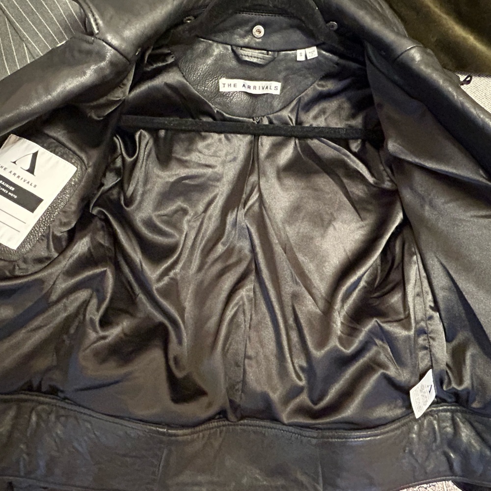 The Arrivals Black Quilted Leather Biker Jacket - Picture 7 of 10